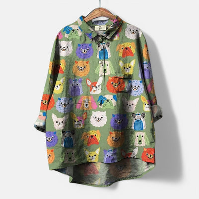 Margit™ | Trendy og moderne bluse med kunstnerisk trykk – Gjør stilen din unik