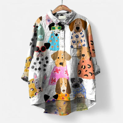 Margit™ | Trendy og moderne bluse med kunstnerisk trykk – Gjør stilen din unik