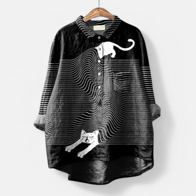 Margit™ | Trendy og moderne bluse med kunstnerisk trykk – Gjør stilen din unik