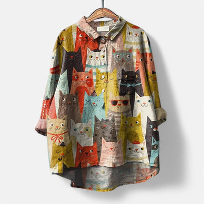 Margit™ | Trendy og moderne bluse med kunstnerisk trykk – Gjør stilen din unik
