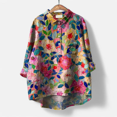 Margit™ | Trendy og moderne bluse med kunstnerisk trykk – Gjør stilen din unik