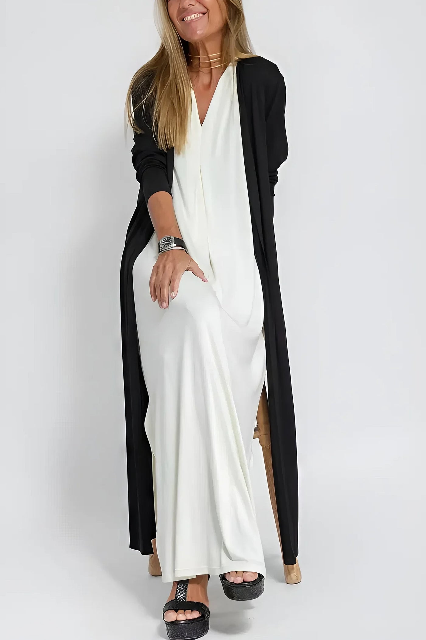 Anne Grethe™ | Elegant Lang Kjole + Gratis Matchende Cardigan